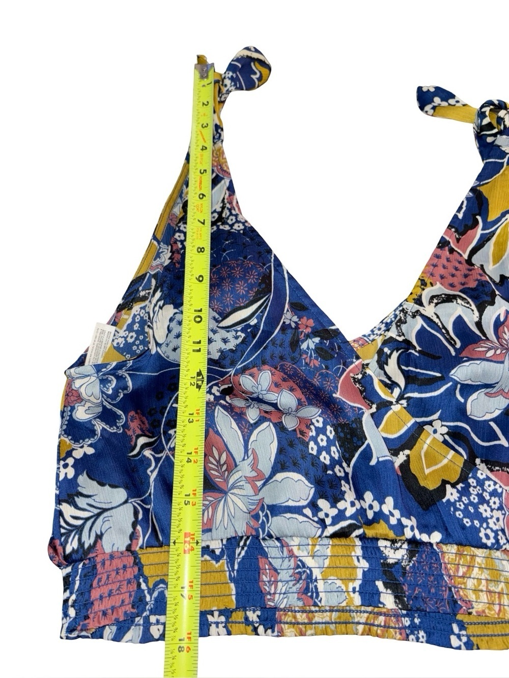 Free People Montauk Floral Print Cropped Tank Top Blue Boho Size M - Picture 9 of 9